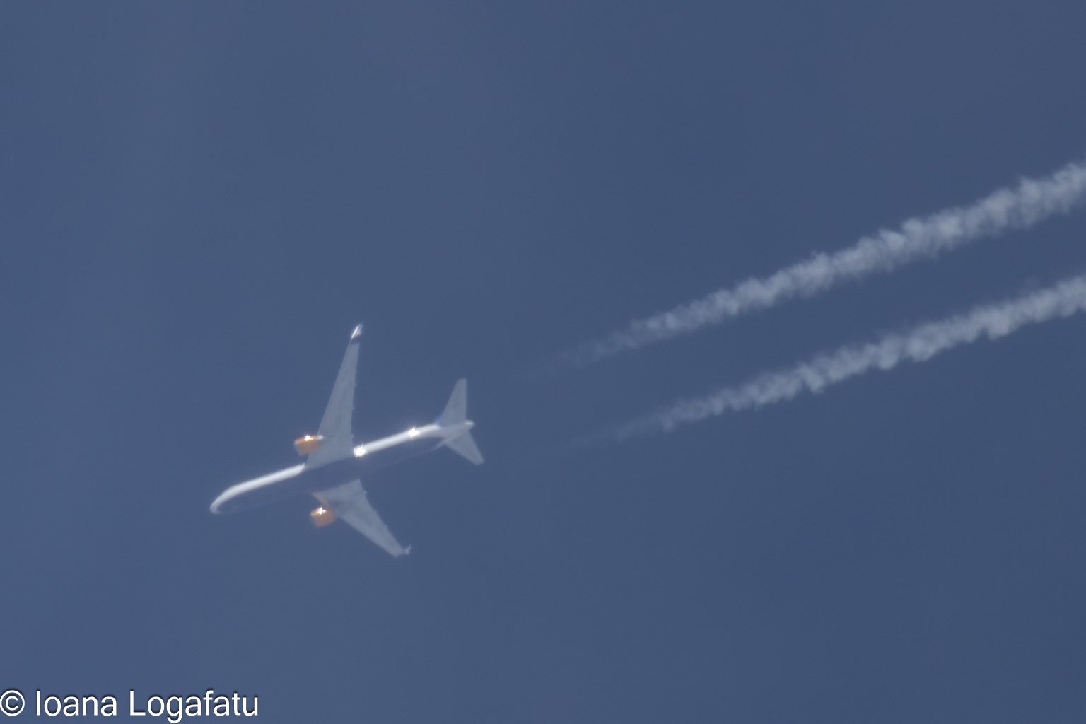 Skyward journey of a soaring airplane far above